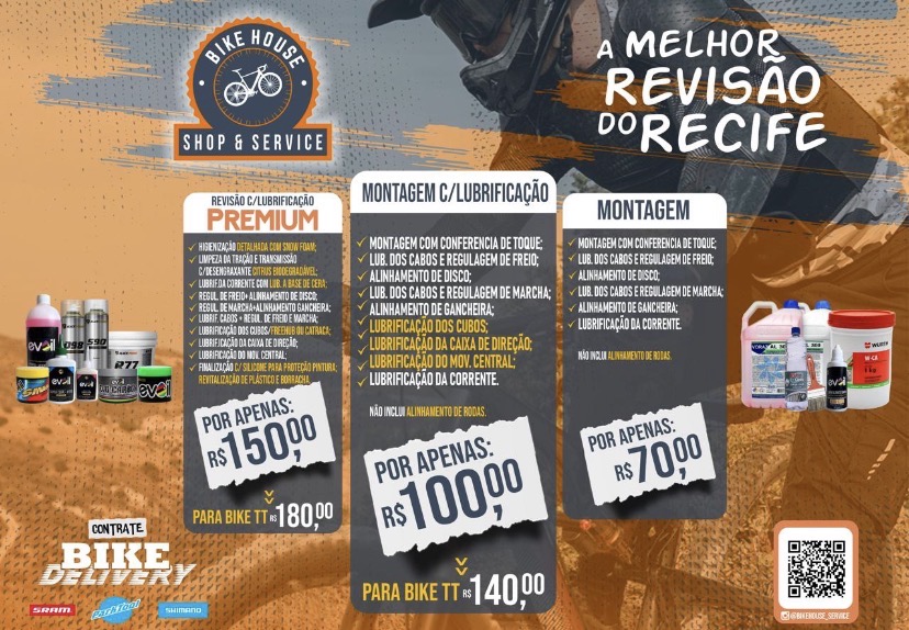Tabela oficial de preços Bike House - Montagem e Montagem c/ Lubrificação